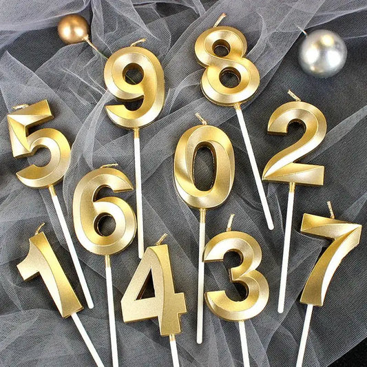 Gold Digital Candle 0 to 9 Number Birthday Cake Candle Cake Topper Candles Smokeless Baked Dessert Candles Wedding Party Decor