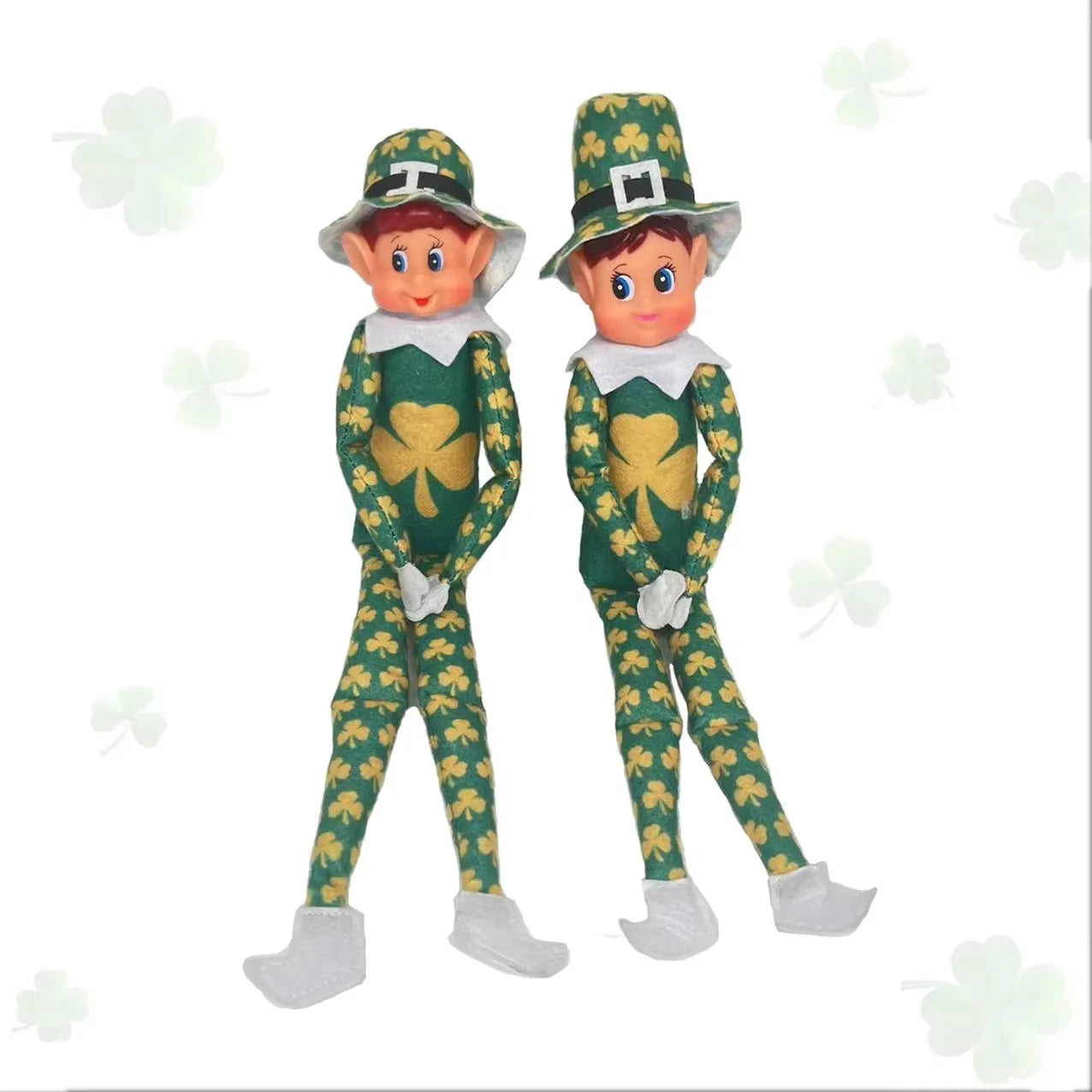 35CM Irish Festivals Green Lucky Clover Christmas Elf Doll Boy and Girl Ornament Gift Christmas Decoration  FestivalsGift