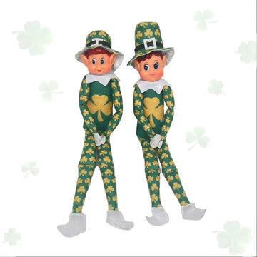 35CM Irish Festivals Green Lucky Clover Christmas Elf Doll Boy and Girl Ornament Gift Christmas Decoration  FestivalsGift