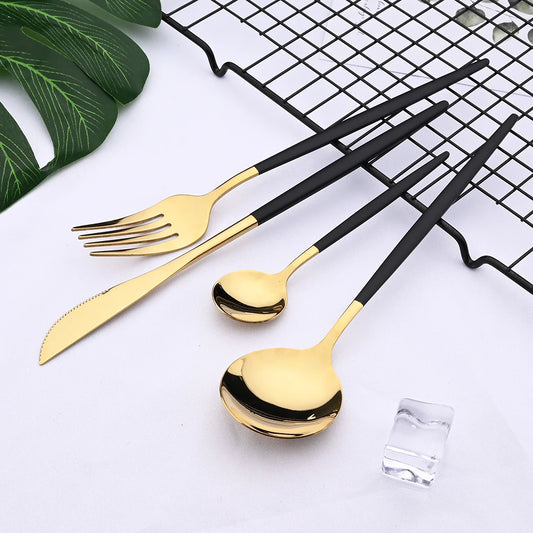 24Pcs Stainless Steel Cutlery Set – Knife Fork Spoon Flatware Set for 6 People | Modern Dinnerware Set | NaturalBuiltHome