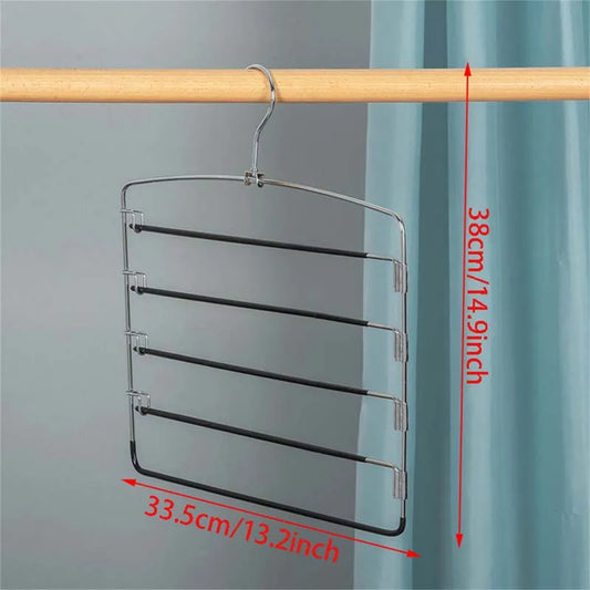 Multi-Layer Stainless Steels Movable Hangers Shelves Organizer Space Saver Closet Hanger Rack Pant Clothes Function Hanger