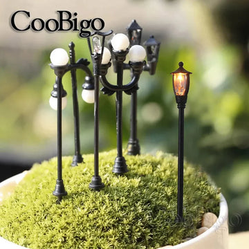 10pcs Micro Street Lamp Road Streetlight Mini Lamppost Light LED Lighting Miniature Model DIY Craft Garden Landscape  Decoration