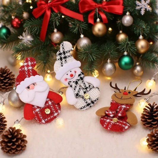 3Pcs Christmas Tree Decorations Santa Claus Xmas Tree Pendants Elk Snowman Hanging Ornaments for Home Party Decor