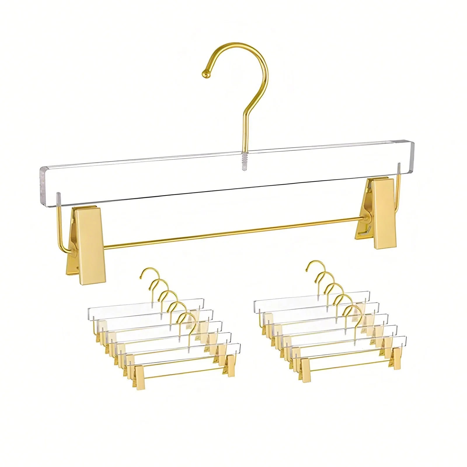 10PC, Household Acrylic Clothes Hanger,Anti-slip Trousers Hanger Closet Organizer Pants,Skirts,Jeans,Powerful Clip,No Trace