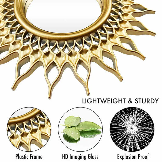 MCDFL Sun Mirror Gold Round Decorative Wall Sunburst Mirrors Home Decoration Accessories Vintage Boho Decor Room Bath Ornaments