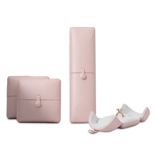 PU Leather Jewelry Box – Elegant Pink Organizer with Velvet Interior for Rings, Earrings & Bracelets | Naturalbuilthome