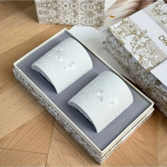 Cloud Water Ice Heart Relief Ceramic Aromatherapy Candle Gift Box Packaging with Hand Gift Hollow