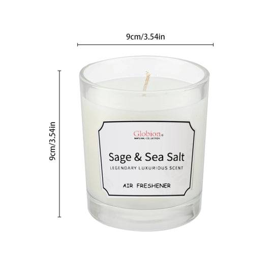 Scented Candle Sage and Sea Salt Aromatherapy Candle Glass Jar + Lid 7oz for Home 45 Hours Burn Time Gift for Women & Men