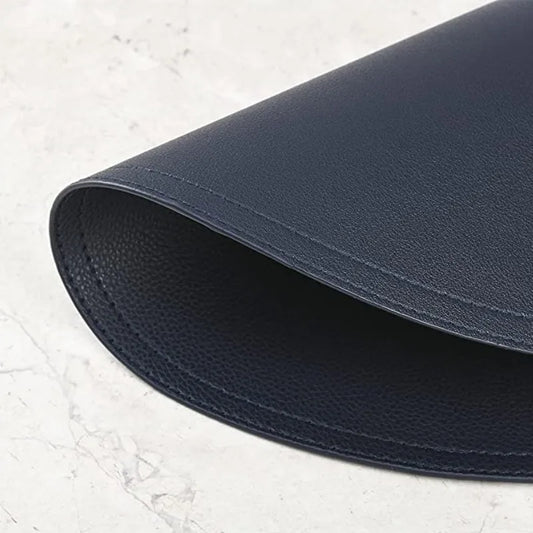 1/2/6PCS Black Round Placemats Set Luxury Shaped Fuax Leather PU Coffe Table Mat Cafe Pad Christmas Decor Kitchen Accessories