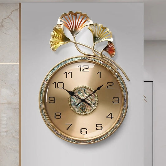 Light Luxury Ginkgo Leaf Hanging Clock Modern Minimalist Home Living Room Creative Decoration Clock