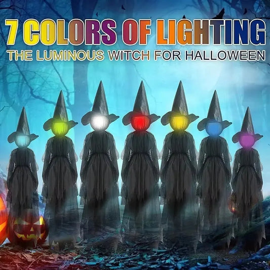 150/170cm Halloween Light-Up Witches Ghost Halloween Decoration Horror Props Creepy Skeleton For Halloween Decor Voice Control