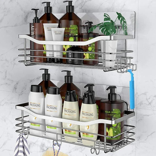 Stainless Steel Kitchen Storage Rack Wall Mounted Bathroom Shelf Organizer Shampoo Holder Storage Shelf Bathroom Basket Holder
