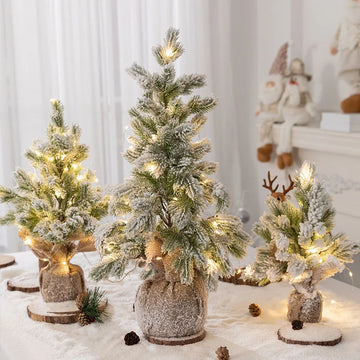 Artificial Snow White Christmas tree home decoration Green plant bonsai light flocking tree encryption PE material
