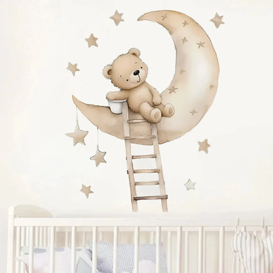 1Pc Cartoon Animal Star Moon Cat Rabbit Bear Wall Stickers for Room Decoration Living Room Decor for House