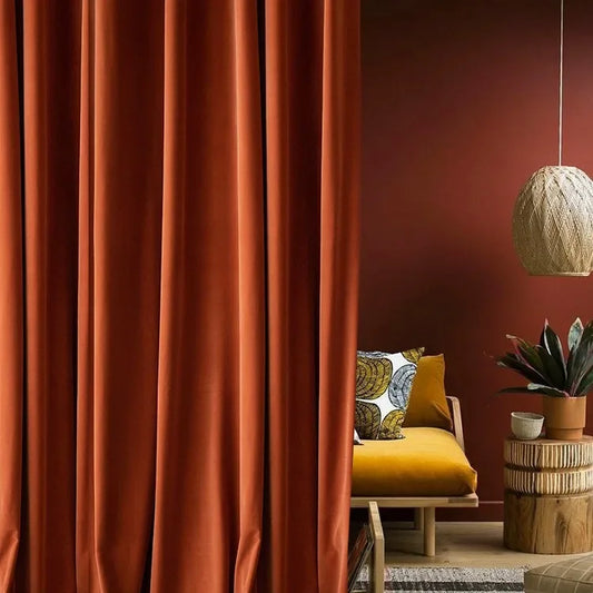 Custom Orange Australian Wool Velvet Thickened Blackout Velvet Curtains for Living Room Bedroom Balcony Floating Window
