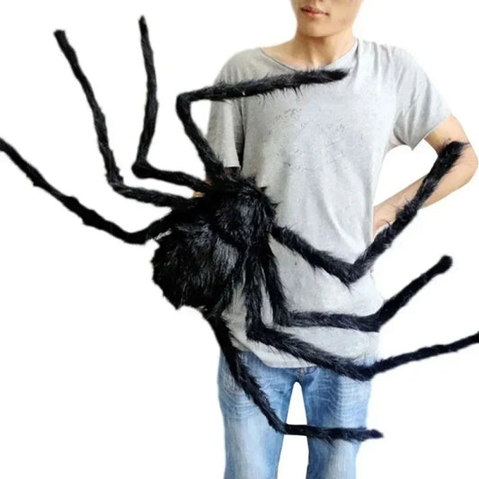 Halloween Large Black Spider,Fake Giant Black Plush Spider,Outdoor Spider Props,Haunted House Garden Yard Scary Decorations