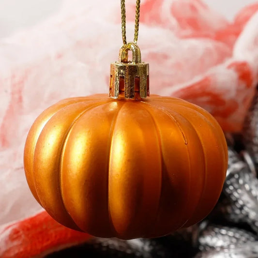 6/60pcs Halloween Hanging Ornaments Thanksgiving Pumpkin Ball Hanging Pendants DIY Christmas Tree Decoration Home Party Decors