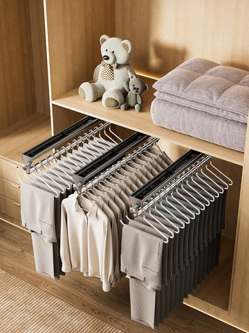 Pull-out Trouser Hangers Wardrobe Organizer Clothes Organizer Pants Hanger Non-Slip Hangers Save Wardrobe Space Closet Storage