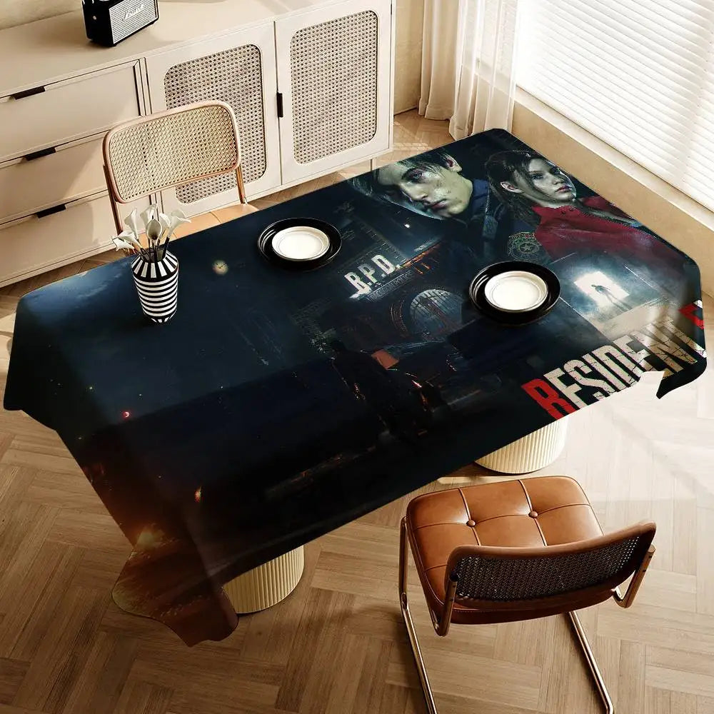 Popular Games R-Resident-E-Evil Rectangle Tablecloths Printed Table Cloth For Farmhouse Holiday Wedding Party Dining Table Decor