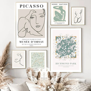 Nordic Abstract Wall Art Canvas - Morris Picasso Matisse Living Room Decorative Poster Print