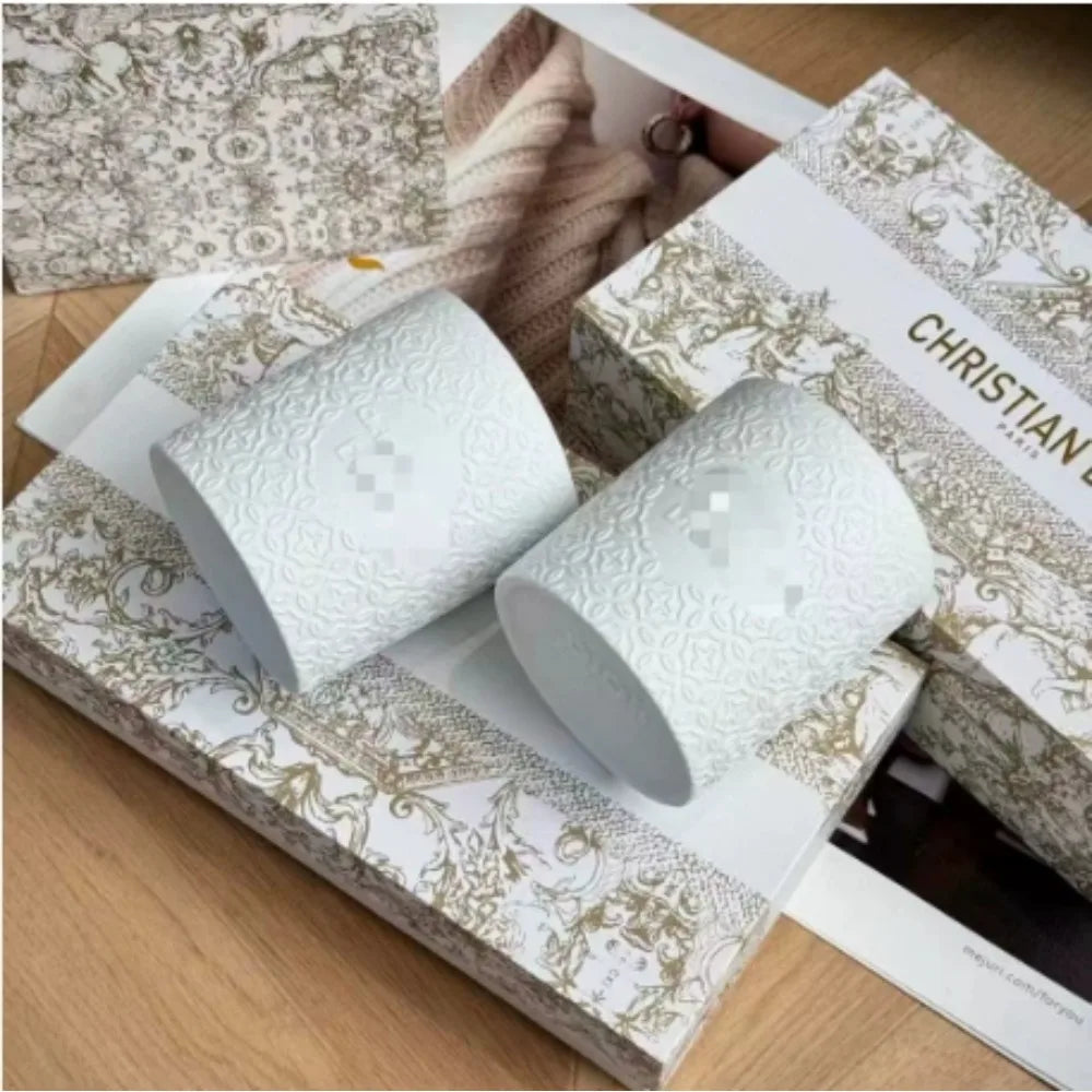 Cloud Water Ice Heart Relief Ceramic Aromatherapy Candle Gift Box Packaging with Hand Gift Hollow