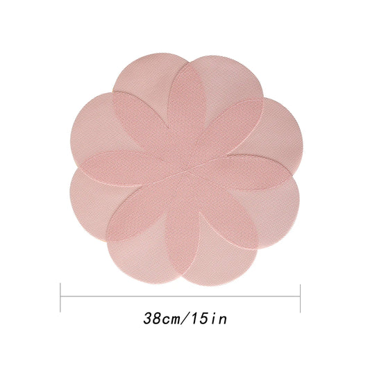 Flower PVC Woven Placemats Set of 4 Washable Indoor Outdoor Table Mats Wipeable Dining Table Accessories Durable Kitchen Decor