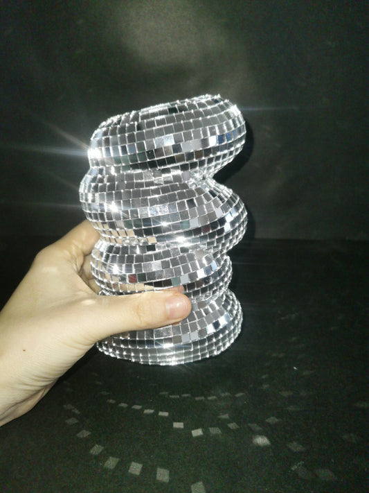 Small Sliver Disco Ball Vase Flower Planter Pot Table Decor Sculpture Table Centerpiece Home Decor Unique Housewarming Gift
