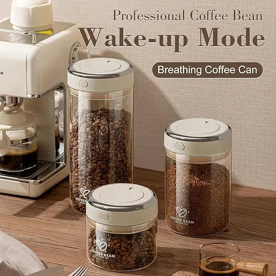 Coffee Storage Container with Airtight Lid Date Tracker Heat Resistant Vacuum Sealed Glass Storage Jar for Tea Spice