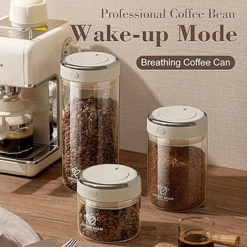 Coffee Storage Container with Airtight Lid Date Tracker Heat Resistant Vacuum Sealed Glass Storage Jar for Tea Spice