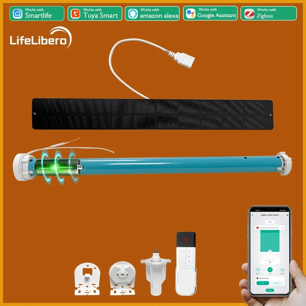 Lifelibero Tuya Zigbee Battery  Window Smart Curtains Blinds Roller Motor For 37 38mm Tube Work Alice Alexa Smart Speaker Home