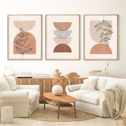 Minimalist Boho Abstract Geometry Line Leaves Plant Poster Wall Art Mural Print Canvas Painting Pictures Living Room Home Decor