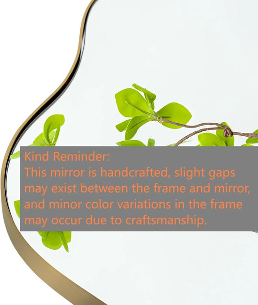 SHYFOY Irregular Wall Mirror Decorative, 20x36" Antique-Gold Mirror Wavy Accent Mirrors Asymmetrical Abstract Mirrors