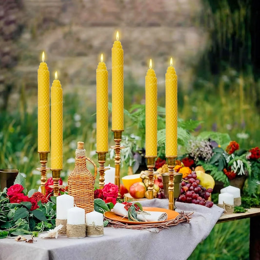 Beeswax Taper Candles Hand-Rolled Honeycomb Design Beeswax Candles Smokeless Wax Candle for Party Dating Home Dinner Table Decor