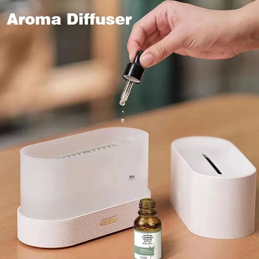 Mini Air Humidifier 7 Colors Flame Effect Essential Oils Aroma Diffuser 180ML Humidificador Mist Maker USB Charge Office Bedroom