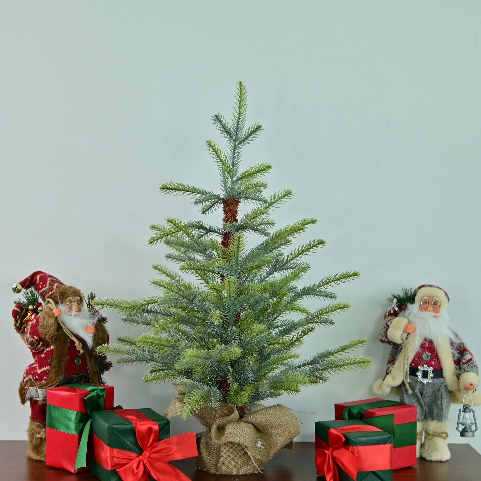 [Christmas Tree 60cm High Pe Sticky White Dot Decoration Solid Wood Base Desktop Christmas Tree] Christmas Gift New Year Holiday Decorations Home Office Pendulum Cross-Border Exclusive Supply