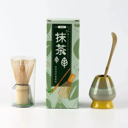 3pcs/Set High quality Matcha Kit Japanese Bamboo Matcha Whisk Set Traditional Tea Whisking Tools 100-Prong Chasen with Scoop