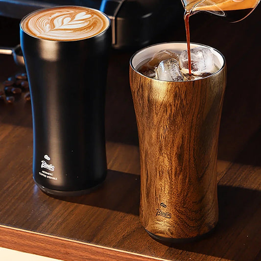 Wood Grain 316 Stainless Steel Insulated Coffee Tumbler – Portable Travel Mug with Lid | NaturalBuiltHome