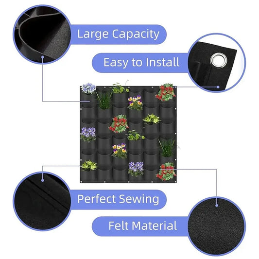 Wall Hanging Planting Bag Multiple Pockets Grow Bag Planter Vertical Garden Vegetable Living Bonsai Flower Plant Pot Home Supply