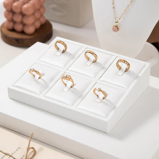 White Leather Jewelry Display Box – Ring, Necklace & Earring Organizer Showcase Tray | Naturalbuilthome