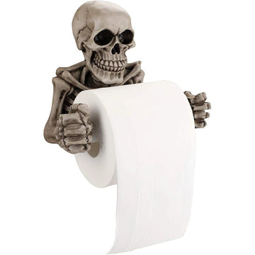 Resin Skull Toilet Paper Holder Wall Mount Tissue Roll Paper Storage Holder Skeleton Shelf Rack Bathroom Halloween Decor