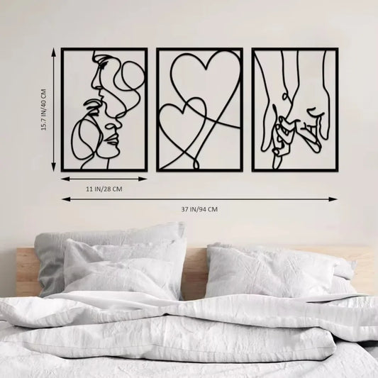 Minimalist Metal Line Wall Art: Alluring "Kiss Hand" Design – Perfect Valentine's Decor for Modern Aesthetic Homes