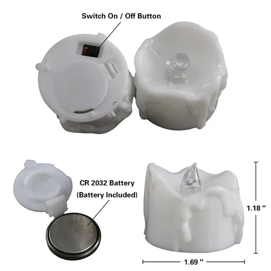 3/6/12 Pieces Christmas LED Decorative Tea Candles With Remote Control,Flameless Battery Powered Electronic Birthday Tear Drop
