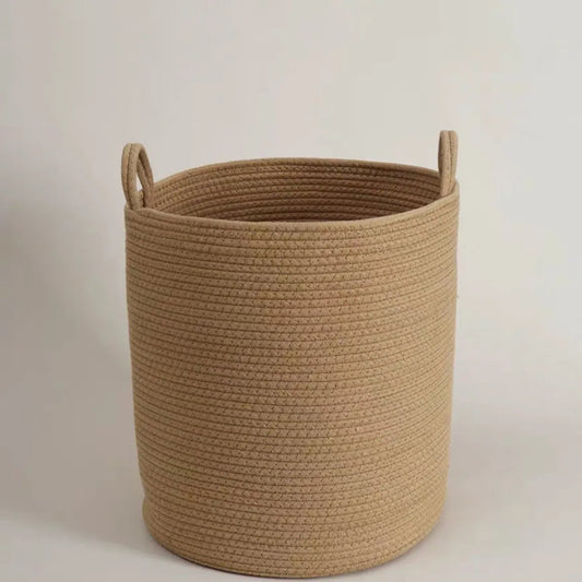 Solid White Storage Baskets Cotton Rope Home Organization Kids Toy Woven Laundry Hamper with Handles Sundries Organizer Basket