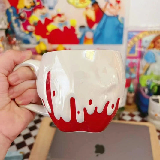 Red Poisonous Apple Skull Mug Ceramic Cup Anime Cartoon New Fruit Water Cup Large Capacity Creative High Beauty Halloween Gift