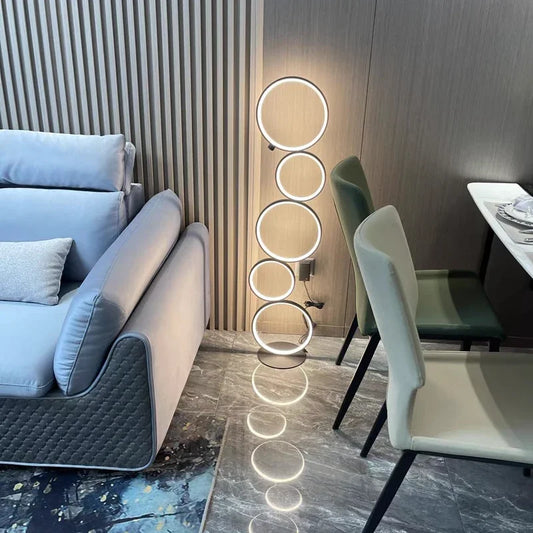 Nordic Modern Led Ring Shape Home Living Room Bedroom Decor Indoor Lighting Floor Lamp for Salon Standing Light Bedside Lamp