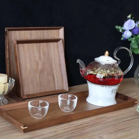 Japanese Walnut Tea Ceremony Wooden Tray Solid Wood Dry Brewing Tray Home Decoration High-end Tea Dessert Dessert Dinner Plate