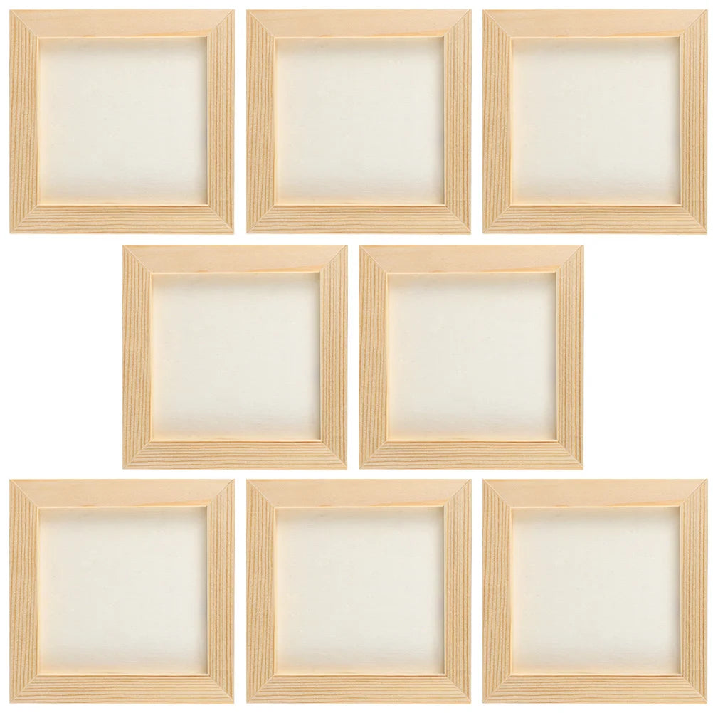 5pcs(15cm) / 8Pcs (12cm) Hand Decor Clay Picture Frame Photo Wood Frames Blank DIY Wooden Slush Craft Child
