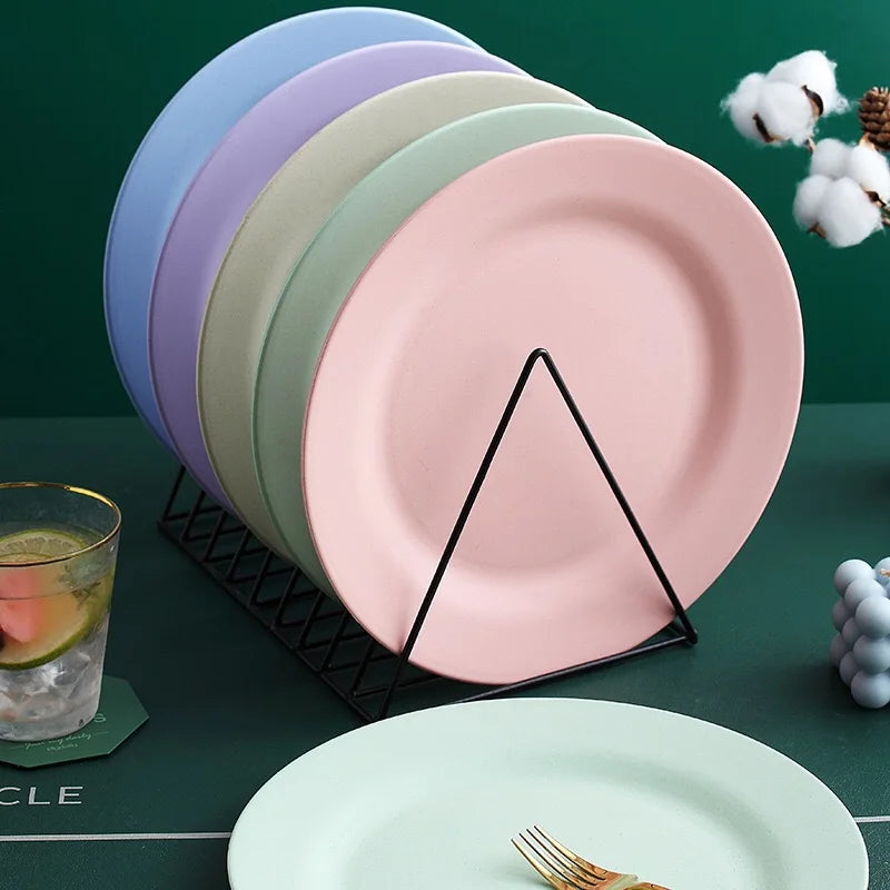 1pc New Wheat Straw Dinner Plates Pizza Plate 25/28cm Steak Plate Western Food Large Plate Dessert Plate Dishes