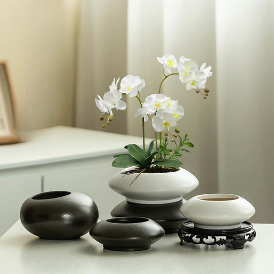 Creative Phalaenopsis Special Flower Pot Ceramic Large and Small Caliber Lubao Green Plant Pot Home Desktop Ornaments