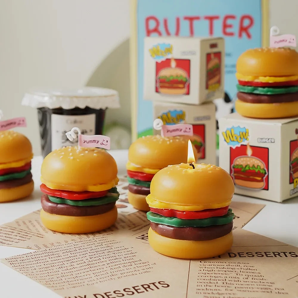 Diy Hamburger shaped scented candle creative birthday candles on the cake home decorative aromatic candles baby give away gift